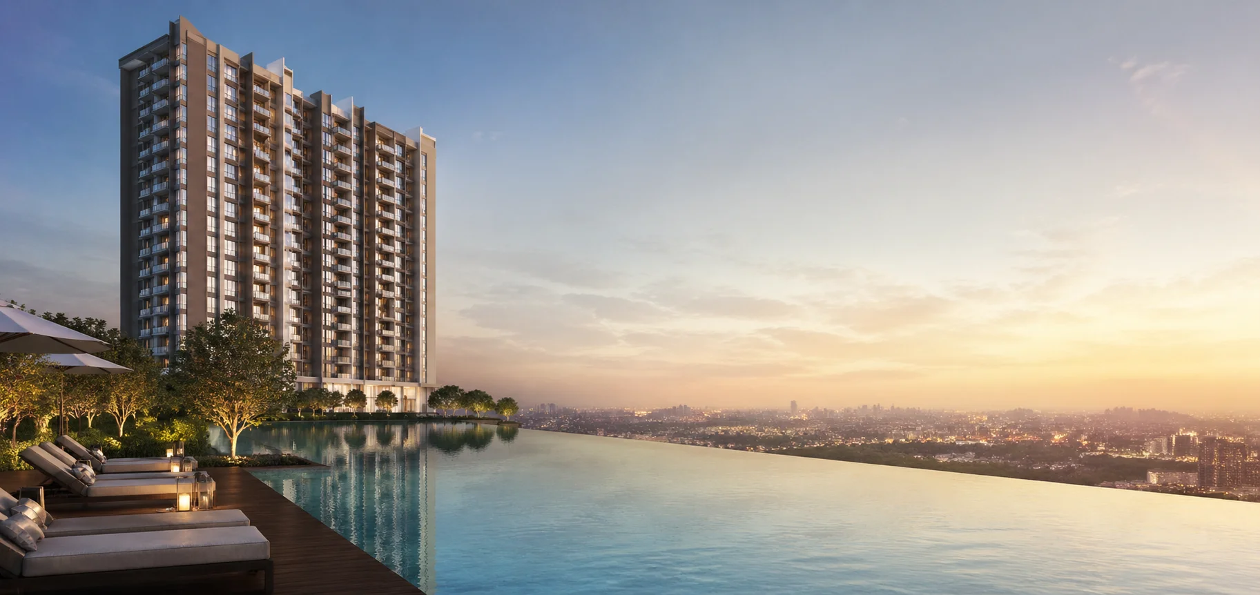 Aerial view of Godrej Exquisite located on Ghodbunder Road, Thane, showing connectivity to the Eastern Express Highway and nearby infrastructure.